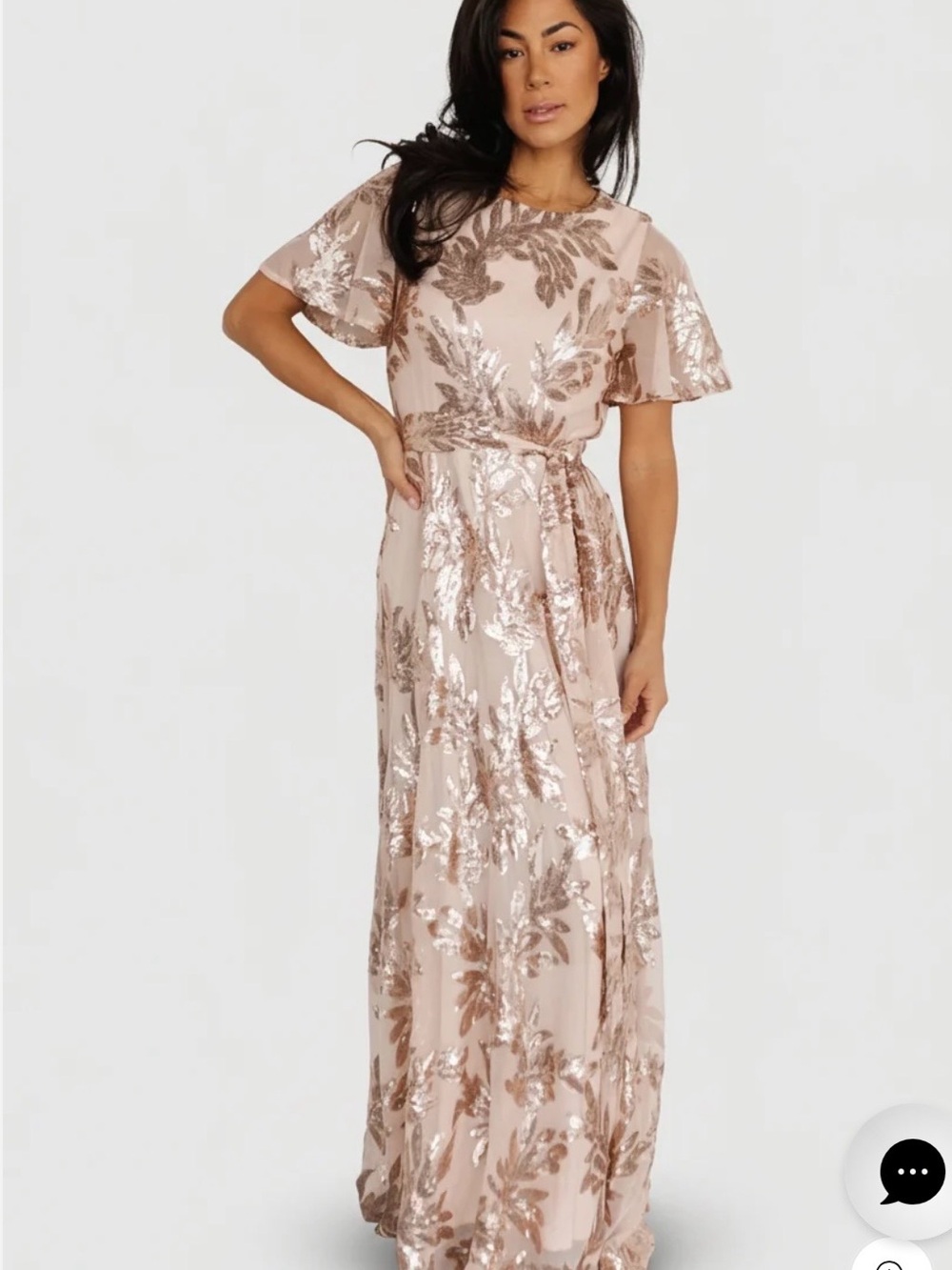 Baltic Born Rose Blush Sequin Floral Maxi Dress